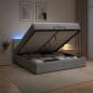 Preview: Ottoman-Bett mit Matratze und LED Hellgrau 200 x 200 cm Stoff