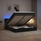 Preview: ARDEBO.de - Ottoman-Bett mit Matratze und LED Schwarz 200 x 200 cm Samt