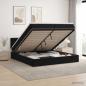 Preview: ARDEBO.de - Ottoman-Bett mit Matratze und LED Schwarz 200 x 200 cm Samt