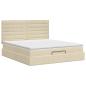 Preview: Ottoman Bett mit Matratze mit Kopfteil Creme 160 x 200 cm Stoff