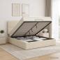 Preview: ARDEBO.de - Ottoman Bett mit Matratze mit Kopfteil Creme 160 x 200 cm Stoff