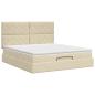 Preview: Ottoman Bett mit Matratze mit Kopfteil Creme 160 x 200 cm Stoff