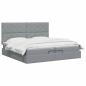 Preview: Ottoman Bett mit Matratze Hellgrau 200 x 200 cm Stoff