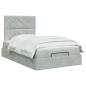 Preview: Ottoman Bett mit Matratze Hellgrau 120 x 190 cm Samt