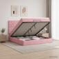 Preview: ARDEBO.de - Ottoman Bett mit Matratze mit Kopfteil Rosa 160 x 200 cm Samt