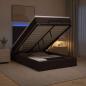 Preview: ARDEBO.de - Ottoman-Bett mit Matratze und LED Dunkelbraun 120 x 200 cm