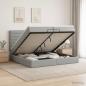 Preview: ARDEBO.de - Ottoman-Bett mit Matratze und LED Hellgrau 200 x 200 cm Stoff