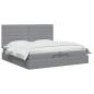 Preview: Ottoman-Bett mit Matratze und LED Hellgrau 200 x 200 cm Stoff
