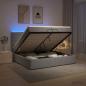 Preview: Ottoman-Bett mit Matratze und LED Hellgrau 200 x 200 cm Stoff