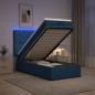 Preview: Ottoman-Bett mit Matratze und LED Blau 80 x 200 cm Stoff
