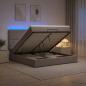 Preview: ARDEBO.de - Ottoman-Bett mit Matratze und LED Taupe 180 x 200 cm Stoff