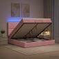 Preview: ARDEBO.de - Ottoman-Bett mit Matratze und LED Rosa 160 x 200 cm Samt