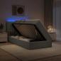 Preview: ARDEBO.de - LED-Speicherbett mit Matratze Hellgrau 90 x 190 cm Stoff