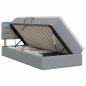 Preview: LED-Speicherbett mit Matratze Hellgrau 100 x 200 cm Stoff