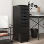 Preview: ARDEBO.de - Rollschrank mit Schubladen MOSS Schwarz Massivholz Kiefer