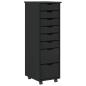 Preview: Rollschrank mit Schubladen MOSS Schwarz Massivholz Kiefer