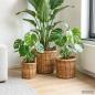 Preview: ARDEBO.de - Blumentopfkorb mit Speicher GENDT 3 stk. Naturbraun Kubu Rattan