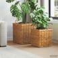 Preview: ARDEBO.de - Pflanzer Korb mit Speicher GENDT 2 stk. Naturbraun Kubu Rattan