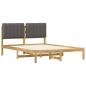 Preview: Bettgestell mit gepolstertem Kopfteil Whitewash und Hellgrau