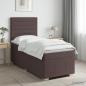 Preview: ARDEBO.de - LED Boxspringbett mit Matratze Dunkelbraun 100 x 200 cm Stoff