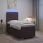 Preview: LED Boxspringbett mit Matratze Dunkelbraun 100 x 200 cm Stoff