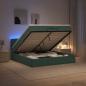 Preview: ARDEBO.de - Ottoman-Bett mit Matratze und LED Dunkelgrün 200 x 200 cm Samt