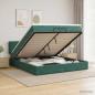 Preview: Ottoman-Bett mit Matratze und LED Dunkelgrün 200 x 200 cm Samt