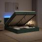 Preview: Ottoman-Bett mit Matratze und LED Dunkelgrün 200 x 200 cm Samt