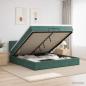 Preview: ARDEBO.de - Ottoman-Bett mit Matratze und LED Dunkelgrün 200 x 200 cm Samt