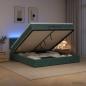 Preview: Ottoman-Bett mit Matratze und LED Dunkelgrün 200 x 200 cm Samt