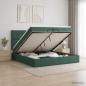 Preview: ARDEBO.de - Ottoman Bett mit Matratze Dunkelgrün 200 x 200 cm Samt