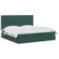 Preview: Ottoman-Bett mit Matratze und LED Dunkelgrün 200 x 200 cm Samt