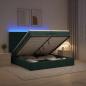 Preview: Ottoman-Bett mit Matratze und LED Dunkelgrün 200 x 200 cm Samt
