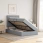 Preview: ARDEBO.de - LED-Speicherbett mit Matratze Hellgrau 120 x 200 cm Stoff