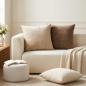 Preview: ARDEBO.de - Wurfkissen 2 stk. HEERLEN Creme 45 x 45 cm Chenille-Stoff