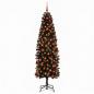 Preview: Künstlicher schmaler Weihnachtsbaum mit Weihnachtskugel 210 cm