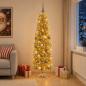 Preview: ARDEBO.de - Künstlicher schlanker Weihnachtsbaum mit Kugeln 180 cm 300 LEDs