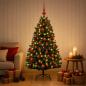 Preview: ARDEBO.de - Künstlicher Weihnachtsbaum Dunkelgrün mit Kugeln 150 cm