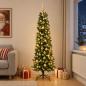 Preview: ARDEBO.de - Künstlicher schmaler Weihnachtsbaum mit Weihnachtskugel 180 cm