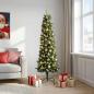 Preview: Künstlicher schmaler Weihnachtsbaum mit Weihnachtskugel 180 cm
