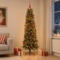Preview: ARDEBO.de - Künstlicher schmaler Weihnachtsbaum mit Weihnachtskugel 210 cm