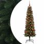 Preview: Künstlicher schmaler Weihnachtsbaum mit Weihnachtskugel 210 cm