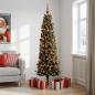 Preview: Künstlicher schmaler Weihnachtsbaum mit Weihnachtskugel 210 cm