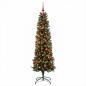Preview: Künstlicher schmaler Weihnachtsbaum mit Weihnachtskugel 210 cm