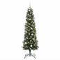 Preview: Künstlicher schmaler Weihnachtsbaum mit Kugeln 210 cm 300 LEDs