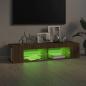 Preview: TV-Schrank mit LED-Leuchten Braun Eichen-Optik 135x39x30 cm