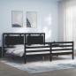 Preview: ARDEBO.de - Massivholzbett mit Kopfteil Schwarz 200x200 cm