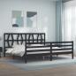 Preview: ARDEBO.de - Massivholzbett mit Kopfteil Schwarz 200x200 cm