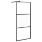 Preview: Duschwand für Walk-In Dusche 80x195 cm ESG Halbmattiert Schwarz