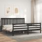 Preview: Massivholzbett mit Kopfteil Schwarz 200x200 cm
